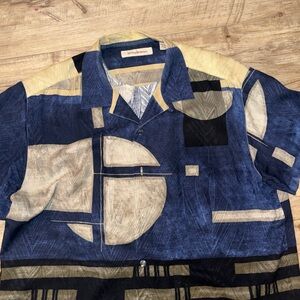 Tommy Bahama Abstract Blue and Beige Shirt Jacket